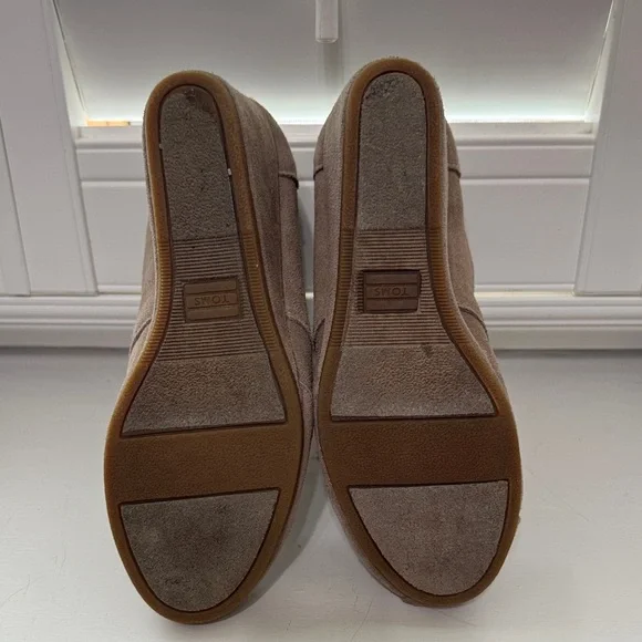 TOMS Taupe Suede Lace-Up Wedge Bootie - Picture 7 of 7